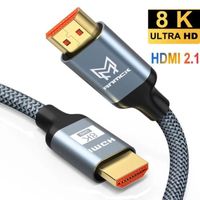 2M Câble HDMI 2.1 8K 60Hz 4K 120Hz UHD Haute Vitesse 48 Gbps Supporte 3D eARC HDR Dynamique HDR 10 Dolby Vision - 2M