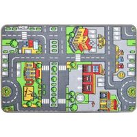 Tapis de jeu circuit voiture pour enfant - PLAY4FUN - 100 x 67 cm - Résistant - Certifié Oekotex - Gris
