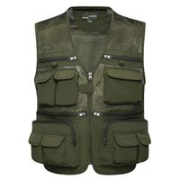 Gilet De Pêche Multifonction Pour Hommes Avec Poches Pour Voyages Sports Ext Rieur L Kaki