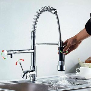 Hoomtaook Robinet Cuisine Douchette Poignée Unique Inox Mélangeur Chaud