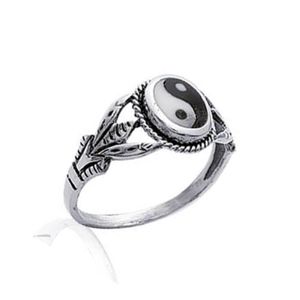 Bague En Acier Inoxydable Yin Yang - Style Motard, Poli, Dimension 13x13 Mm