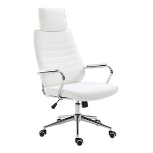 CHAISE DE BUREAU SVITA chaise de bureau avec appuie-tête Fauteuil de direction Chaise de bureau Chaise pivotante blanc 90451