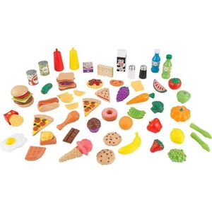 DINETTE - CUISINE KidKraft - 65 Pièces Ensemble de Jouets de Cuisine pour Enfants, Accessoire pour Dinette en plastique, Fruits légumes factices