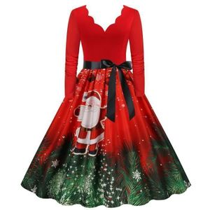 JUPE Robe De Noël Femme Grande Taille Robe Vintage Noel Imprimé Automne Hiver Robe Femme Elegante Chic Noël