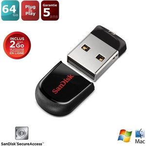 CLÉ USB Clé USB Cruzer Fit - SANDISK - 64Gb - 2.0 - Noir /