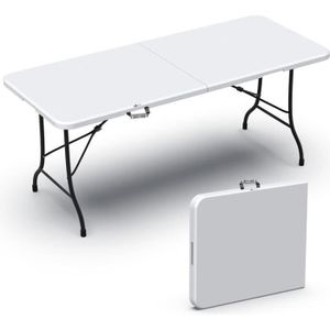 TABLE DE CAMPING VOUNOT Table de camping pique nique pliable 180cm HDPE blanc