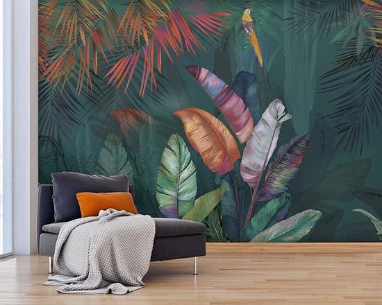 Papier Peint Panoramique 350x256cm 3D Effet style Jungle Tropical ...
