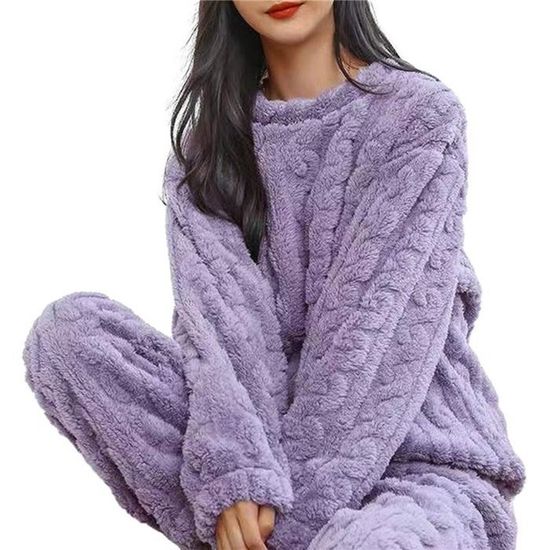 Pyjama Femme 2 Pièces En Flanelle Coton - Chaud, Confortable Pour Automne/hiver - Taille S à XXL