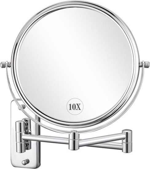 7Trees Miroir Mural Pliable De Maquillage 20,3 Cm – Laiton Antique, Rotation 360° Double Face Pour Salle De Bain Miroir Pliable Rétro