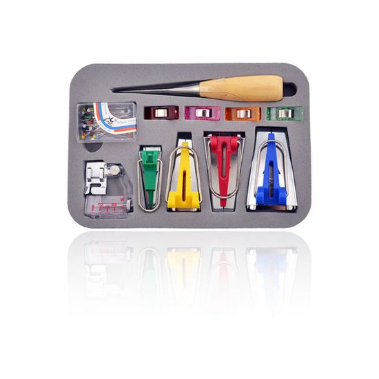 Ensemble De Fabricant De Ruban De Biais 6/12/18/25mm Couleurs Kit De Reliure De Fil à Coudre Outil Pied Clips De Piquage Broches à Coudre