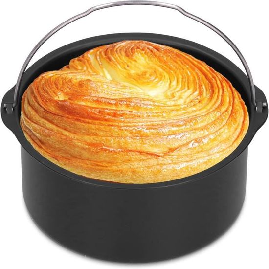 Accessoires Pour Friteuse à Air Chaud Baril à Gâteau 7 Pouces Moule à Pizza Compatible Avec Toutes Les Friteuses Standard 3.2QT - 5.8 QT Support Antiadhésif Noir Lot De 2