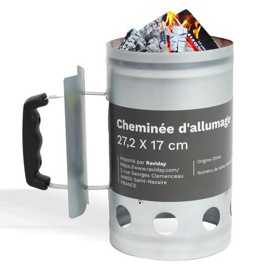 Cheminée D'allumage Barbecue Galvanisée 27.9x17cm - Avec Poignée, Pour Charbon De Bois, Démarrage Rapide - 8