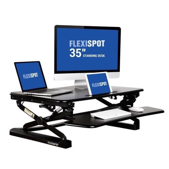 FlexiSpot 35" M2B Bureau d'ordinateur assis-debout Station de travail debout à hauteur réglable en 89cm de largeur avec un platea...