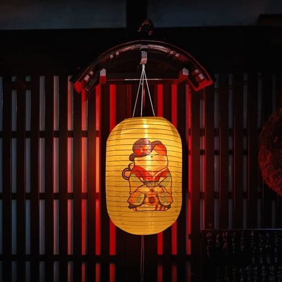 Lanterne Solaire Japonaise Chat Porte-Bonheur - Suspension Décorative Imperméable LED Pour Jardin, Cour, Terrasse - 11