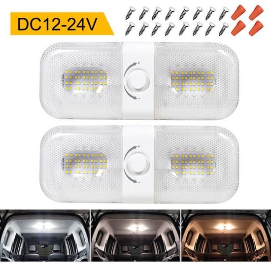 Plafonnier LED 12V 120 LEDs Pour Camping-car, Caravane - Blanc Chaud, 300 Lumens