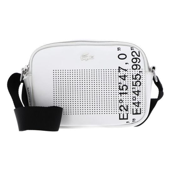 LACOSTE Crossover Bag Blanc Noir [184486] - sac ?� ?�paule bandouli?�re sacoche blanc - Cdiscount 