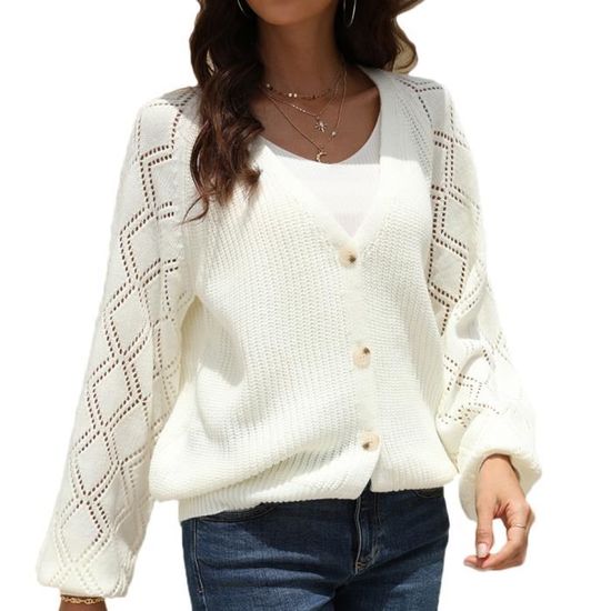 Cardigan Boutonné Grande Taille Cardigan Femme Tomwell - Manches Longues, Col V, Taille Grande - Pull Tricoté Casual Avec Boutons Veste Chic Automne
