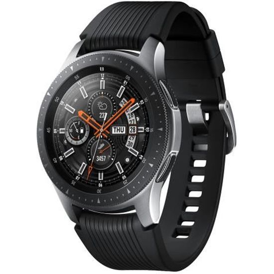 Samsung Galaxy Watch 46 mm argent montre intelligente avec bande silicone affichage 1.3" 4 Go Wi-Fi, NFC, Bluetooth 63 g