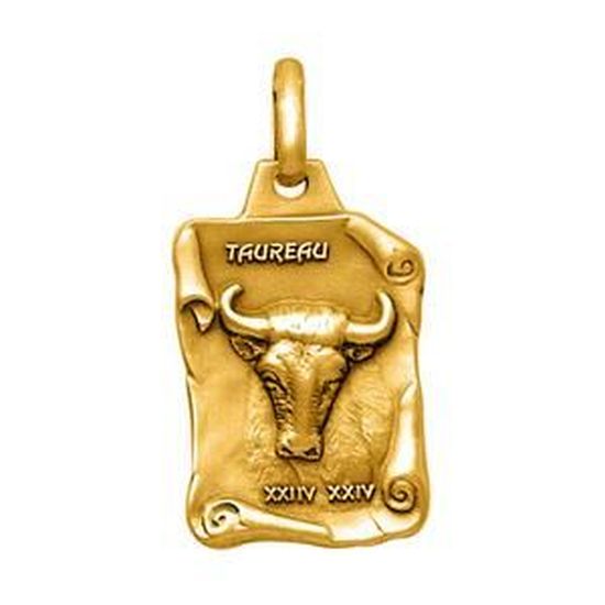 Pendentif Parchemin Zodiaque Verseau - Plaqué Or 18K 5 Microns - 16 Mm - Neuf Avec étiquettes - Dolly-Bijoux