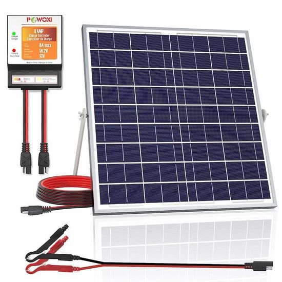 POWOXI - Chargeur de batterie solaire 20 W amélioré, contrôleur de