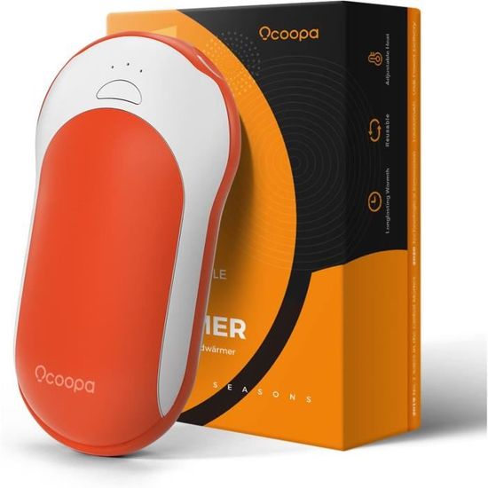 Chauffe-mains Rechargeable 10000mAh - 3 Niveaux De Chaleur, Chargeur Portable USB-C, Design Magnétique - Orange