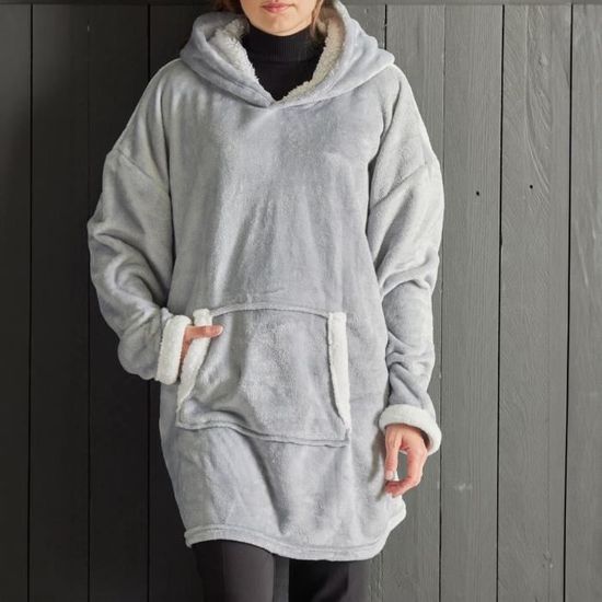 Pull à Capuche Femme Oversize Doublé Polaire - Manches Longues, Poche, Coupe Ample Pour Automne Hiver