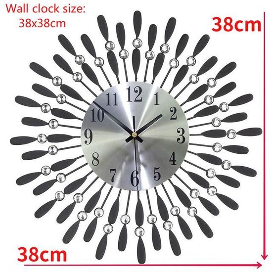 Pendule mural Métal Gousset 60 cm Noir - ATMOSPHERA