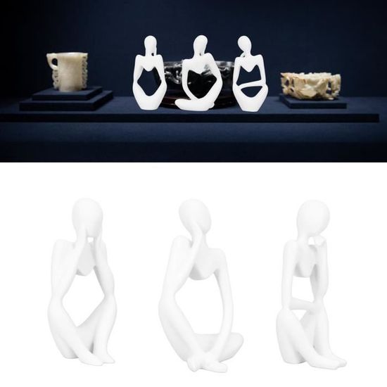 Set De 4 Statues Penseur En Résine Dorée - Hauteur 17 Cm, Décoration Abstraite Pour Salon, Bureau, Bibliothèque