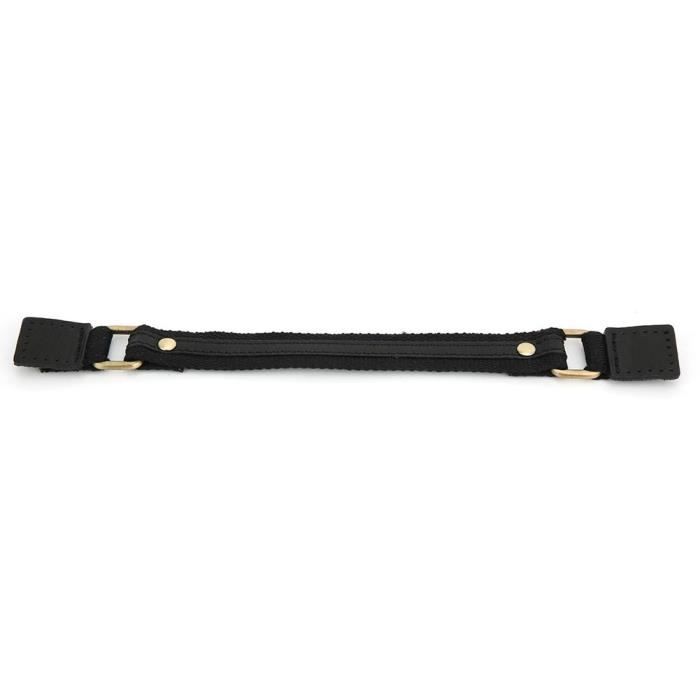 Sangle de sac cuir + sangle + accessoires en métal Sangle noire + cuir grainé noir