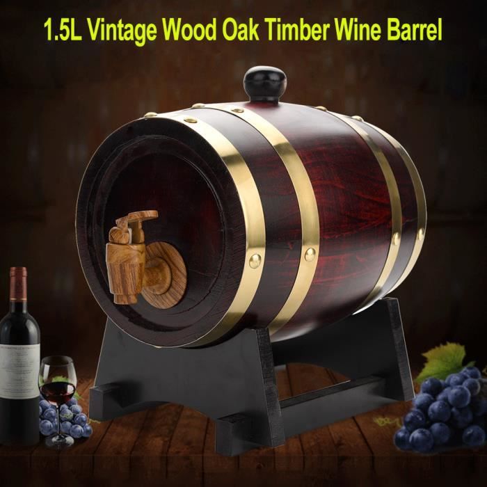 Drfeify Tonneau de vin en bois de chêne vintage pour la bière Whisky Rum Port HB038