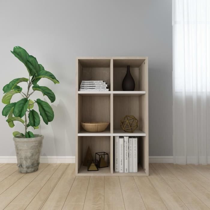 WIPES Bibliothèque-Buffet Blanc-chêne sonoma 66x30x97,8 cm Aggloméré