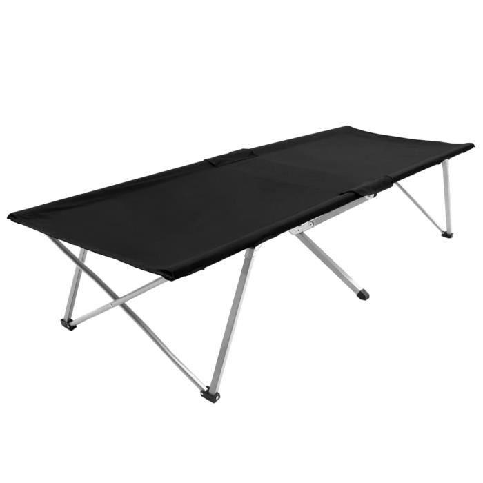 Lit de Camp Pliable - Lit Pliant de Voyage Léger Solide et Durable pour Adultes et Enfants 206x75x45 cm XXL Noir��♕8692