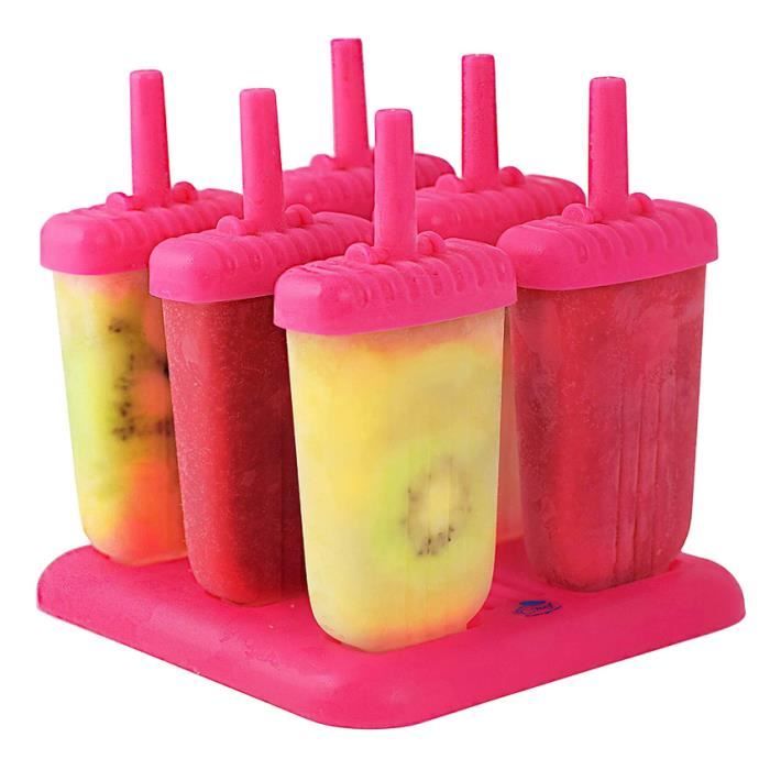 Lot de 6 moules à glace avec un support - Rose et sans BPA - Amusant pour les enfants et adultes - Idéal pour les fêtes