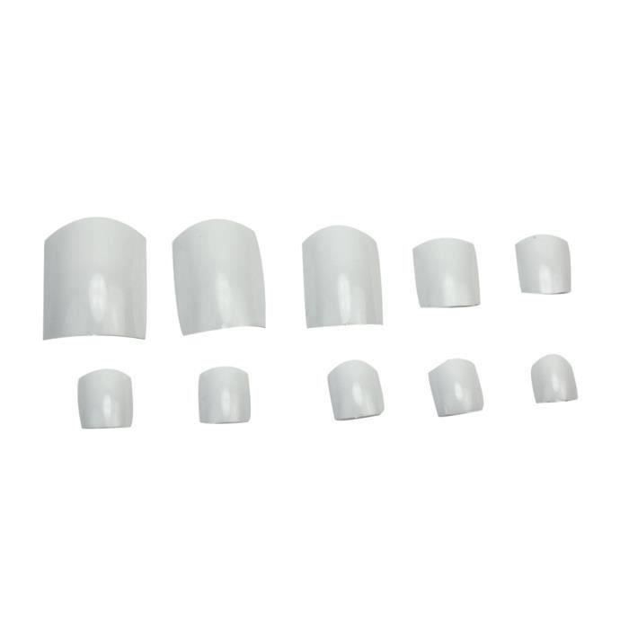 500x Faux Ongles Pied Blanc en Acrylique kit Manucure Capsules Nail Art Pour Pièd
