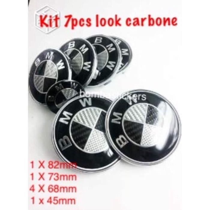 KIT 7 PIECES LOGO- EMBLEME- BADGE CARBONE NOIR BMW WOW10850