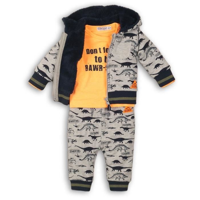 DIRKJE Pyjama Cardigan/Pantalon Gris/Orange Bébé