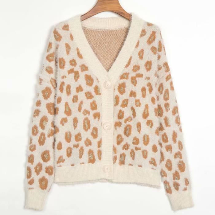 Cardigan Léopard Court Femme