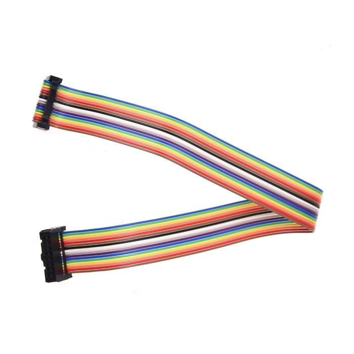 2.54mm Pitch 16 Pin Femelle a Femelle IDC Connecteur Couleur Arc-en-ciel Cable plat