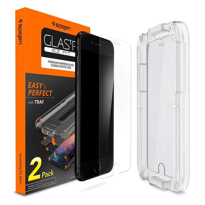 Spigen Verre Trempé iPhone 7, iPhone 8 [Glas.tR EZ Fit] Protection écran, Pack x2, Installation Facile avec Kit inclus (054GL22382)