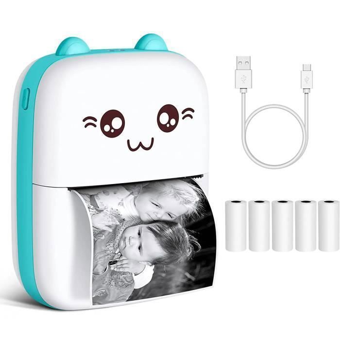 2windeal® Mini Pocket Imprimante thermique Bluetooth avec 5 Rouleaux de Papier PR Photo/étiquette/mémo cadeau outil bureau VERT