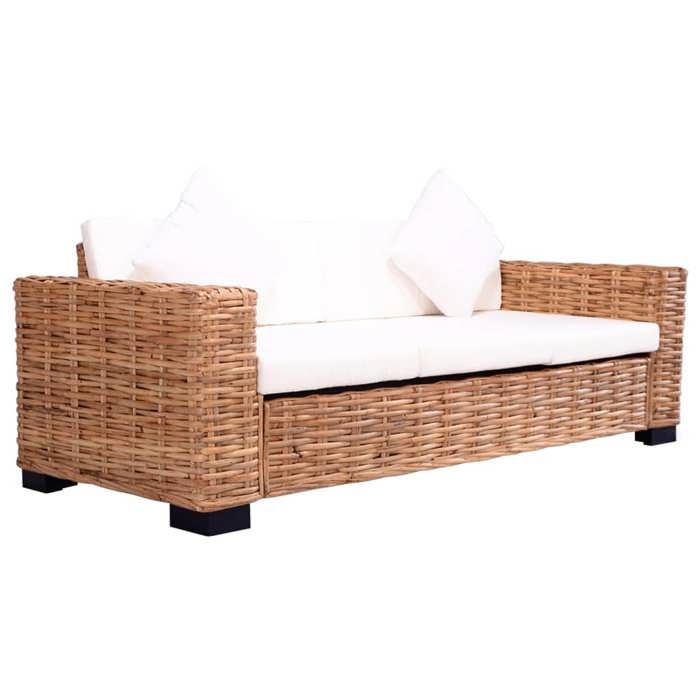 vidaXL Canapé de jardin à 3 places - Rotin naturel