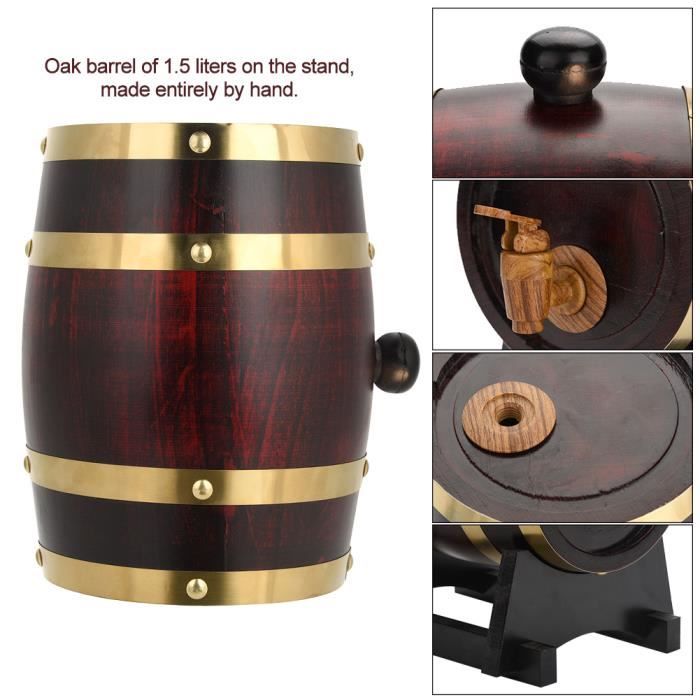 XID-Tonneau à vin bois bois chêne vintage pour bière Whisky Rum Port 1.5L
