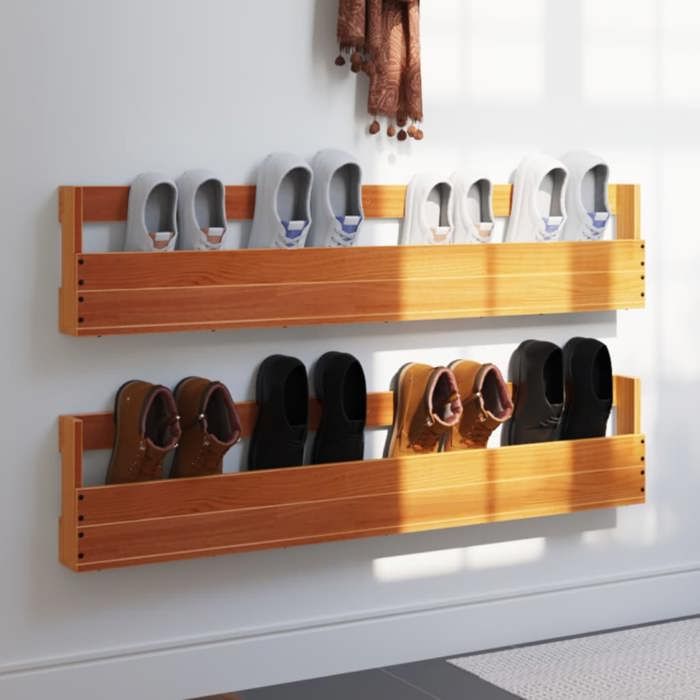 vidaXL Étagères à Chaussures Murales 2 pcs Porte-chaussures Suspendue Meuble de Rangement dEntrée Salon Couloir 844490