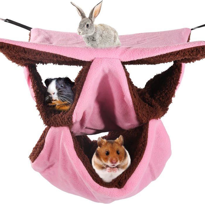 Meilleurs prix pour Hamac pour petit animal de compagnie 3 couches lit pour furets hamsters et rongeurs rose Animalerie < Rongeur < Jouet p