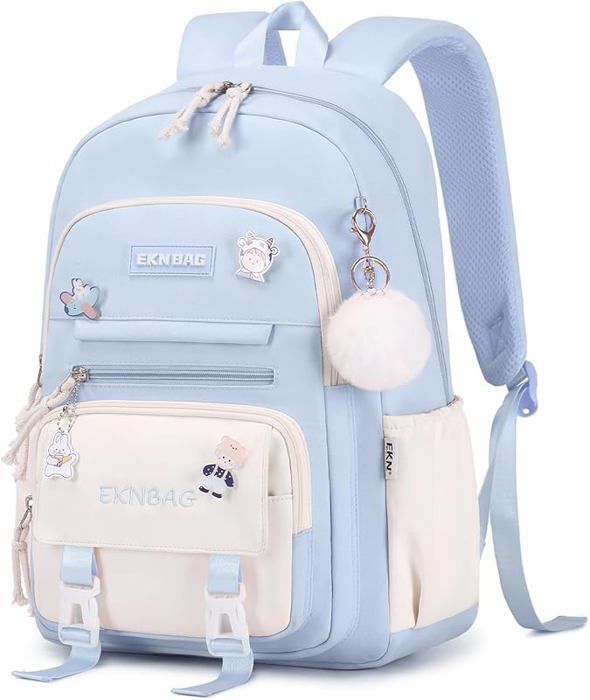 Cartable - HAOPYOU - 20 litres - Bleu - Zippée - Kawaii - Enfant Fille