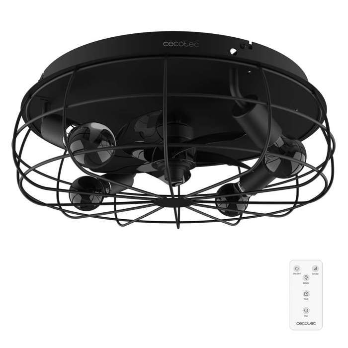 Cecotec - Ventilateur de Plafond avec Lumière EnergySilence LampAero 600 Iron Design - 20 W Diamètre 50 cm Minuterie et Cecotec - Ventilateur de Plafond avec Lumière EnergySilence LampAero 600 Iron Design - 20 W Diamètre 50 cm Minuterie et