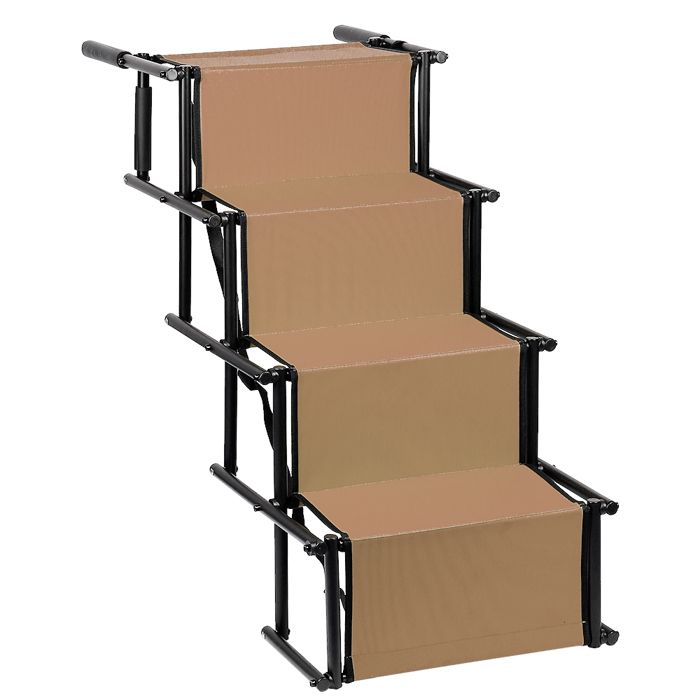 Comparer les prix de MIPAN Pont - Escalier Rampe de Voiture Pliable pour Chien, Escalier à 4 Marches pour Animaux de Compagnie brun