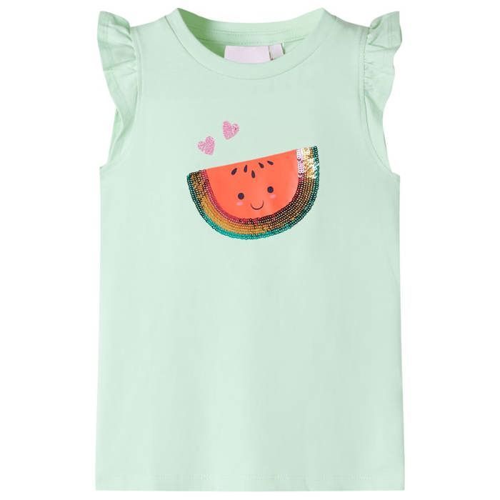 T-shirt enfants manches à volants vert tendre 92/104/116/128/140 T-shirt enfants manches à volants vert tendre 92/104/116/128/140
