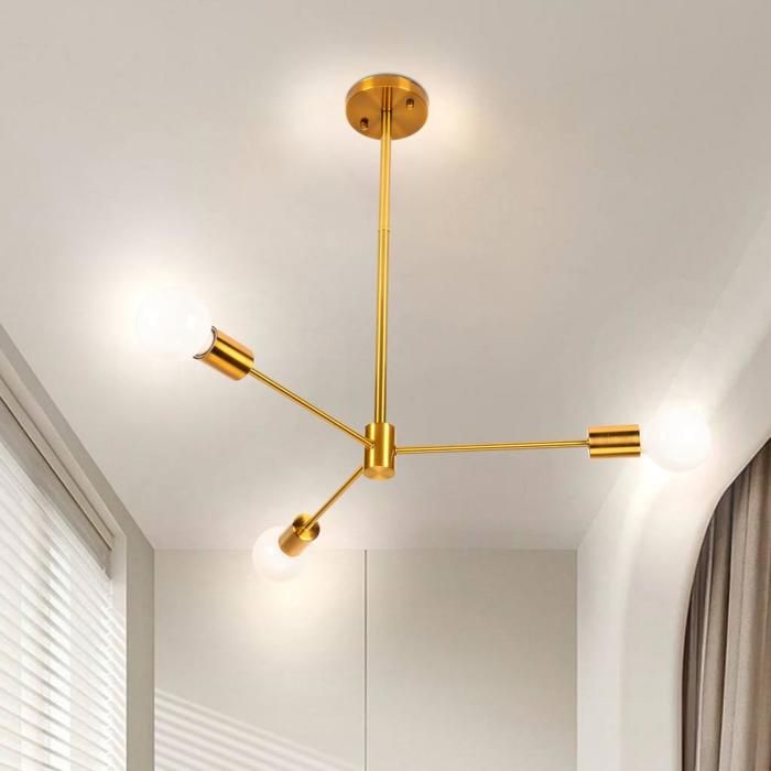 WOTTES Plafonnier Industriel 3 têtes - Vintage Luminaire en Métal Cuivre - Rétro Lustre Plafonnier pour Salon Cuisine Bar Chambre