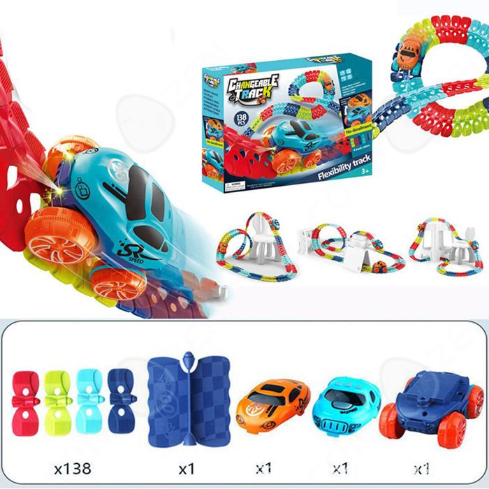 Circuit Voiture Enfant 3 Ans Magnétique 62PCS Piste Anti-Gravité 3D Clips Train Rotatif 360° Construction Éducatif Cadeau - Jeux - Jouets